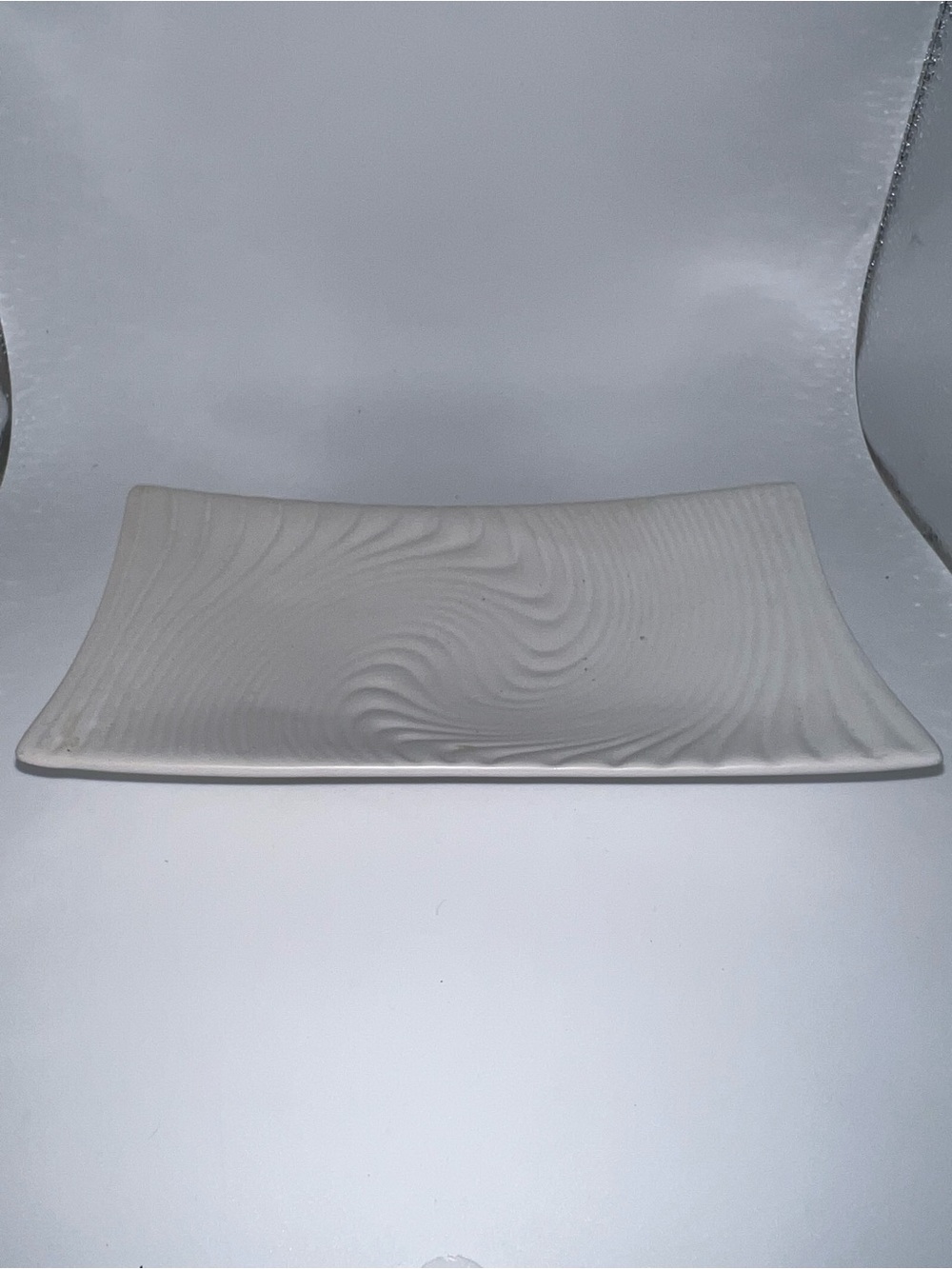 White Textured Ceramic Rectangular Serving Tray - Home Accents